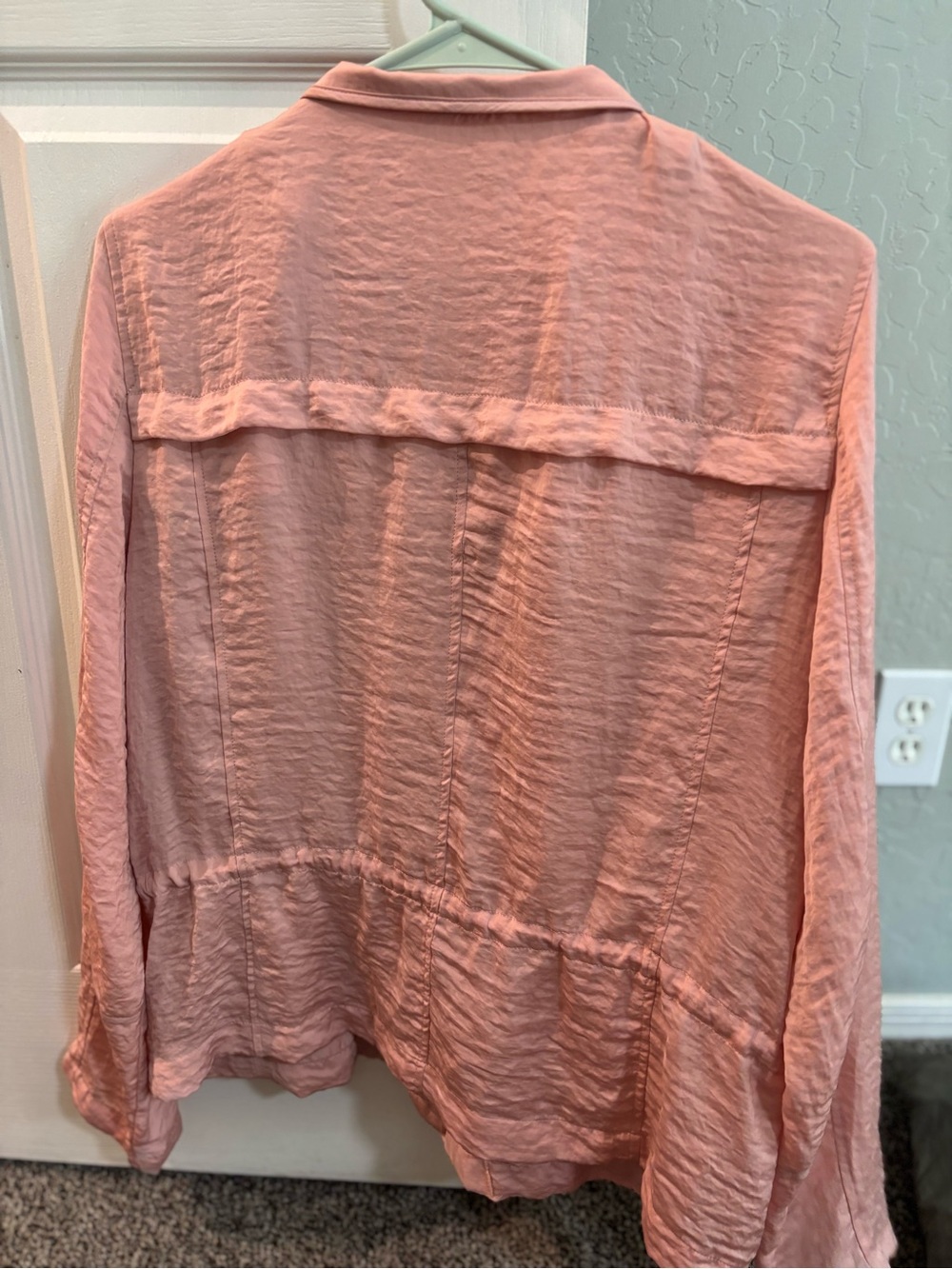 ELLE Light Pink Ruffle Front Button Down Blouse - Picture 5 of 5